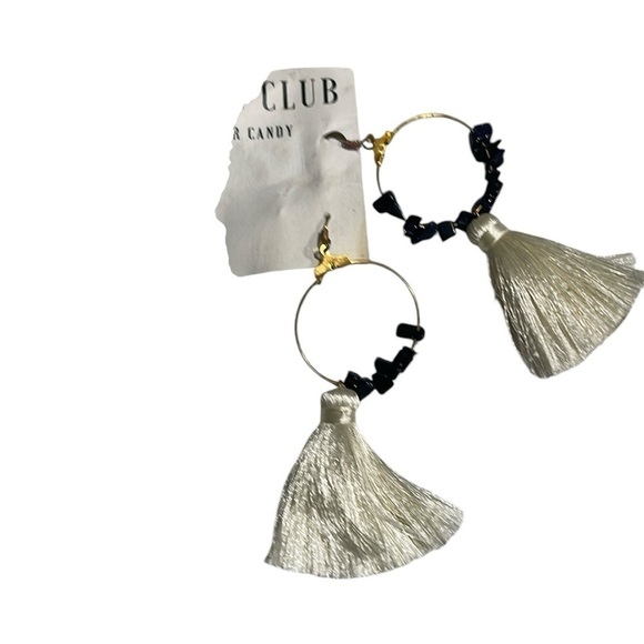 NWT Tassel and Stones Boho Hoop Earrings - Picture 2 of 2